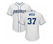 Youth Majestic San Diego Padres #37 Travis Wood Authentic White Home Cool Base MLB Jersey