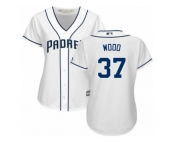 Women Majestic San Diego Padres #37 Travis Wood Replica White Home Cool Base MLB Jersey