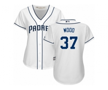 Women Majestic San Diego Padres #37 Travis Wood Replica White Home Cool Base MLB Jersey