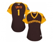 Women's Majestic San Diego Padres #1 Ozzie Smith Authentic Brown 2016 All-Star National League BP Cool Base Cool Base MLB Jerseyy