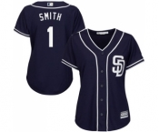 Women's Majestic San Diego Padres #1 Ozzie Smith Replica Navy Blue Alternate 1 Cool Base MLB Jersey