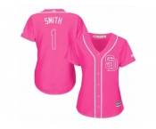 Women's Majestic San Diego Padres #1 Ozzie Smith Replica Pink Fashion Cool Base MLB Jersey
