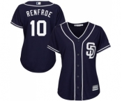 Women's Majestic San Diego Padres #10 Hunter Renfroe Replica Navy Blue Alternate 1 Cool Base MLB Jersey