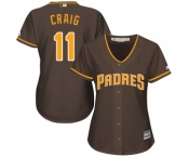 Women's Majestic San Diego Padres #11 Allen Craig Replica Brown Alternate Cool Base MLB Jersey