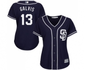 Women's Majestic San Diego Padres #13 Freddy Galvis Replica Navy Blue Alternate 1 Cool Base MLB Jersey