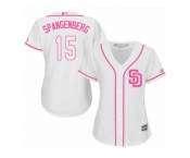 Women's Majestic San Diego Padres #15 Cory Spangenberg Replica White Fashion Cool Base MLB Jersey