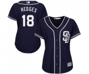 Women's Majestic San Diego Padres #18 Austin Hedges Authentic Navy Blue Alternate 1 Cool Base MLB Jersey