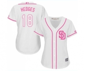 Women's Majestic San Diego Padres #18 Austin Hedges Replica White Fashion Cool Base MLB Jersey
