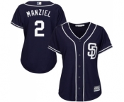 Women's Majestic San Diego Padres #2 Johnny Manziel Authentic Navy Blue Alternate 1 Cool Base MLB Jersey