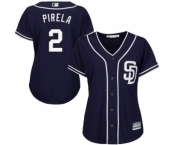 Women's Majestic San Diego Padres #2 Jose Pirela Authentic Navy Blue Alternate 1 Cool Base MLB Jersey