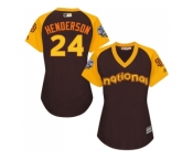 Women's Majestic San Diego Padres #24 Rickey Henderson Authentic Brown 2016 All-Star National League BP Cool Base Cool Base MLB Jersey