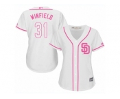Women's Majestic San Diego Padres #31 Dave Winfield Authentic White Fashion Cool Base MLB Jersey