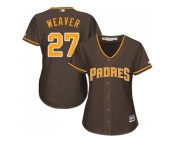 Women's San Diego Padres #27 Jered Weaver Brown Alternate Stitched MLB Jersey