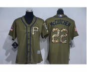 Women Majestic Pittsburgh Pirates #22 Andrew McCutchen Authentic Green Salute to Service MLB Jersey