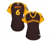 Women's Majestic Pittsburgh Pirates #6 Starling Marte Authentic Brown 2016 All-Star National League BP Cool Base MLB Jersey
