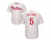 Youth Majestic Philadelphia Phillies #5 Nick Williams Replica White Red Strip Home Cool Base MLB Jersey