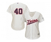 Women Majestic Minnesota Twins #40 Bartolo Colon Authentic Cream Alternate Cool Base MLB Jersey