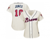 Women's Atlanta Braves #10 Chipper Jones Cream Alternate Stitched MLB Jersey