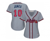 Women's Atlanta Braves #10 Chipper Jones Grey Road Stitched MLB Jersey