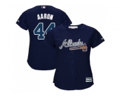 Women's Atlanta Braves #44 Hank Aaron Navy Blue Alternate Stitched MLB Jersey