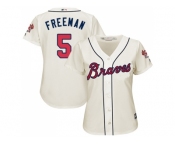 Women's Atlanta Braves #5 Freddie Freeman Cream Alternate Stitched MLB Jersey
