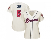 Women's Atlanta Braves #6 Bobby Cox Cream Alternate Stitched MLB Jersey