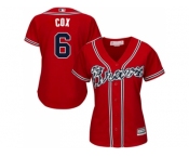 Women's Atlanta Braves #6 Bobby Cox Red Alternate Stitched MLB Jersey