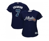 Women's Atlanta Braves #7 Dansby Swanson Navy Blue Alternate Stitched MLB Jersey