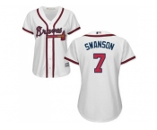 Women's Atlanta Braves #7 Dansby Swanson White Home Stitched MLB Jersey