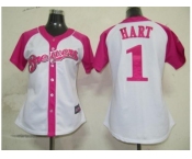 women mlb milwaukee brewers #1 hart white pink[2012]