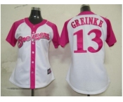women mlb milwaukee brewers #13 greinke white pink[2012]