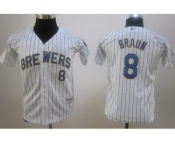 mlb Youth Milwaukee Brewers #8 Braun White(Blue Stripes)