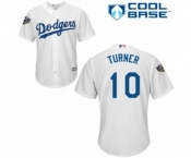 Youth Majestic Los Angeles Dodgers #10 Justin Turner Authentic White Home Cool Base 2018 World Series MLB Jersey