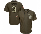 Youth Majestic Los Angeles Dodgers #3 Chris Taylor Authentic Green Salute to Service MLB Jersey