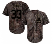 Youth Majestic Los Angeles Dodgers #33 Mark Lowe Authentic Camo Realtree Collection Flex Base MLB Jersey