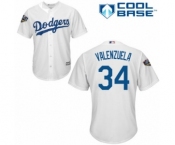 Youth Majestic Los Angeles Dodgers #34 Fernando Valenzuela Authentic White Home Cool Base 2018 World Series MLB Jersey