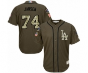 Youth Majestic Los Angeles Dodgers #74 Kenley Jansen Authentic Green Salute to Service 2018 World Series MLB Jersey