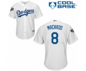Youth Majestic Los Angeles Dodgers #8 Manny Machado Authentic White Home Cool Base 2018 World Series MLB Jersey