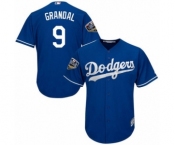 Youth Majestic Los Angeles Dodgers #9 Yasmani Grandal Authentic Royal Blue Alternate Cool Base 2018 World Series MLB Jersey
