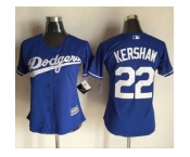 Women Los Angeles Dodgers #22 Clayton Kershaw Blue Alternate Stitched Baseball Jersey
