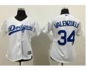 Women Los Angeles Dodgers #34 Fernando Valenzuela White Lady Fashion Stitched Baseball Jersey