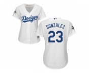 Women Majestic Los Angeles Dodgers #23 Adrian Gonzalez Replica White Home 2017 World Series Bound Cool Base MLB Jersey