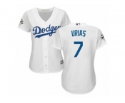 Women Majestic Los Angeles Dodgers #7 Julio Urias Replica White Home 2017 World Series Bound Cool Base MLB Jersey