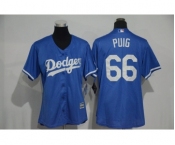 Women's L.A. Dodgers #66 Yasiel Puig Majestic Blue Cool Base Player Jersey