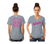 Women's Los Angeles Dodgers #22 Clayton Kershaw Gray Road 2016 Mother's Day Cool Base Jersey