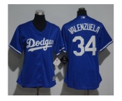 Women's Los Angeles Dodgers #34 Fernando Valenzuela Blue Fashion Stitched MLB Jersey