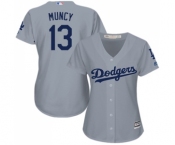 Women's Majestic Los Angeles Dodgers #13 Max Muncy Authentic Grey Road Cool Base MLB Jersey