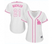 Women's Majestic Los Angeles Dodgers #21 Walker Buehler Authentic White Fashion Cool Base MLB Jersey