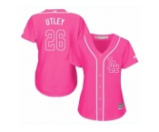 Women's Majestic Los Angeles Dodgers #26 Chase Utley Authentic Pink Fashion Cool Base MLB Jersey