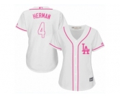 Women's Majestic Los Angeles Dodgers #4 Babe Herman Authentic White Fashion Cool Base MLB Jersey